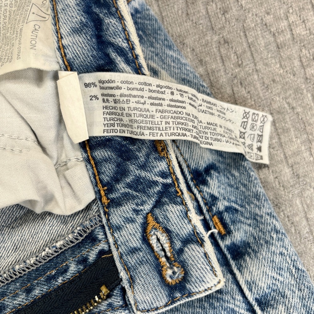 Bootcut ZARA High Rise Flare Jeans Women 25X34 Distressed Split Hem light wash - Picture 9 of 10